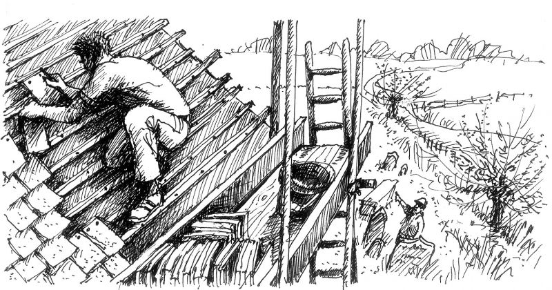 Repairing the church roof in 2002