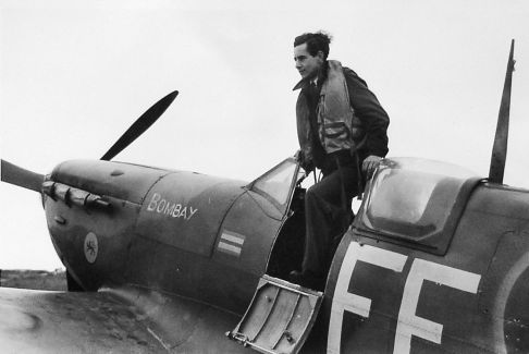 Pilot exiting a Spitfire*